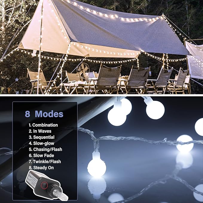 Minetom 33 Feet 100 Led Globe Ball String Lights, Fairy String Lights Plug in - Image 2