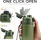 TakeToday Collapsible Water Bottles 21oz, Foldable Platinum Silicone Travel - Image 8