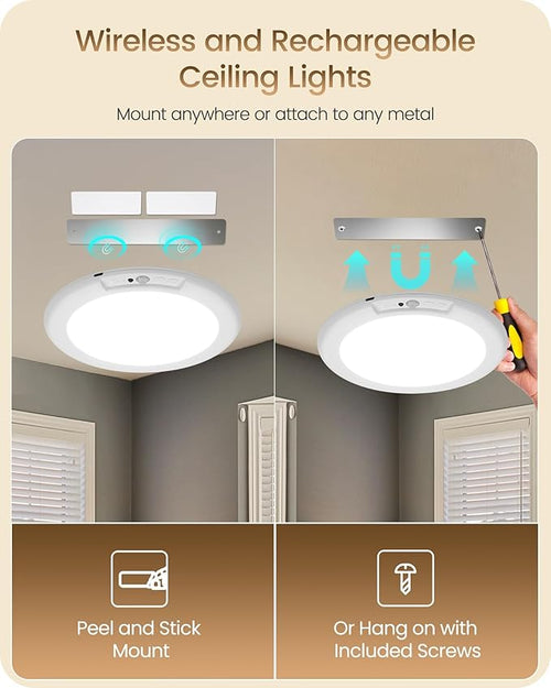 2 Pack Rechargeable Motion Sensor Ceiling Lights - Image 2