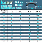 KEZE 780 PCS Rubber Washer Assortment Kit 14 Size Water Hose Washers and 18 - Image 2