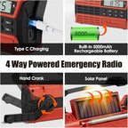 Emergency Crank Radio, 5000mAh/18500mWh Solar Hand Crank Radio, AM/FM/NOAA - Image 4
