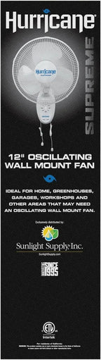 Hurricane Supreme 12” Portable Oscillating Wall Mount Fan, Space Saving - Image 8