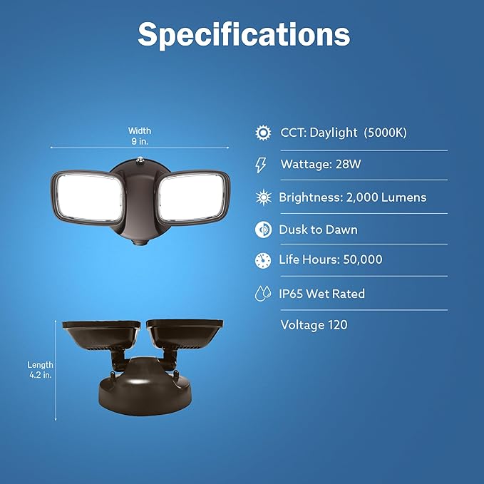 Feit Electric Outdoor LED Security Light, Dusk to Dawn, 28 Watts, Weather - Image 3