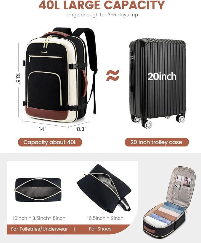 LOVEVOOK Travel Backpack For Women Flight Approved, 40L Carry on Backpack for - Image 3