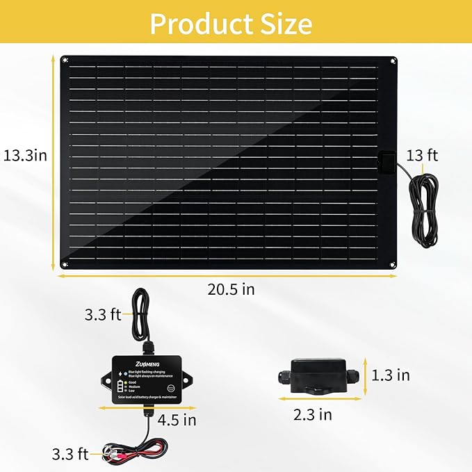 32W Solar Battery Charger, Zuomeng MPPT Solar Battery Maintainer & Solar - Image 6