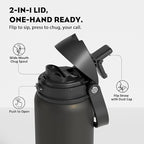 POWCAN 32 oz Insulated Water Bottle: 2-in-1 Push-Button Spout & Quick-Flip - Image 2