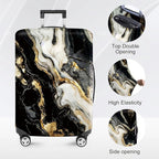 ANNA QUEEN Black White Gold Marble Luggage Cover- Stretchable, Water Resistant - Image 2