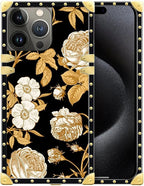 Compatible with iPhone 16 Pro Max Case, Blooming Rose Golden Flower Luxury by Unknown