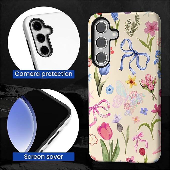 for Samsung Galaxy S24 FE Case, HL2 Aesthetic Flower Preppy Collage Hybrid 2 - Image 4
