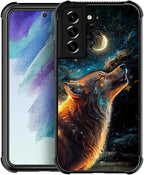 for Samsung Galaxy S21 FE Case, Star Cave Hungry Wolf Pattern Graphic Design by FKBRCL4U