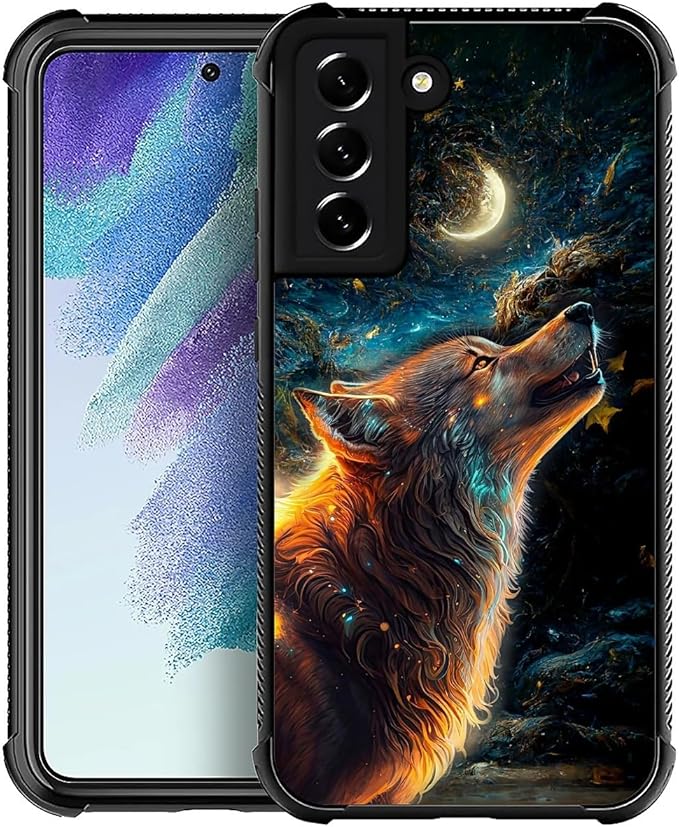 for Samsung Galaxy S21 FE Case, Star Cave Hungry Wolf Pattern Graphic Design by FKBRCL4U