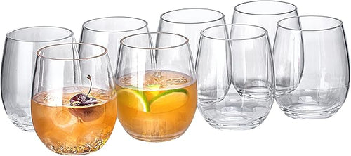 18oz Clear Stemless Wines Cups, Shatter-Proof Acrylic Glasses Drinkware by MIYOPESI
