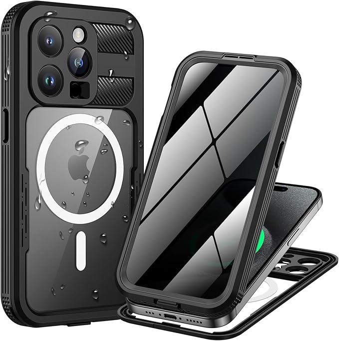 Lanhiem Magnetic for iPhone 15 Pro Max Waterproof Case, Built-in Privacy Screen by LanhiemHome