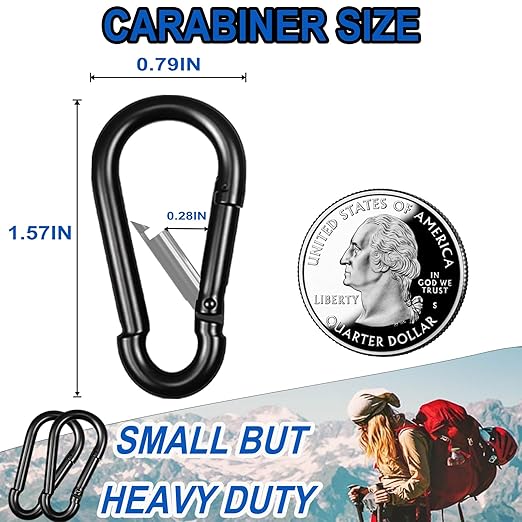 20PCS M4 Heavy Duty Carabiner Clip, 1.57Inch Snap Hook Quick Link Small - Image 2