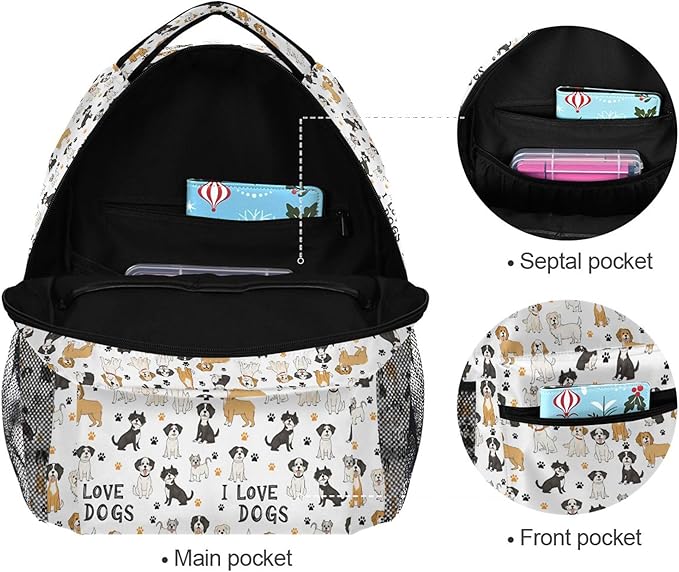 Wamika Bernese Mountain Dog Kids Backpack Cute Puppy Paw School Backpack Boy - Image 3