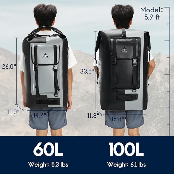 Haimont 100L Waterproof Backpack Large Roll Top Dry Backpacks Marine Dry Bags - Image 6