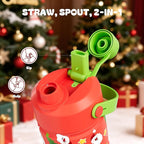 12 oz Kids Christmas Insulated Water Bottle: 2-in-1 Straw Spout Lid, Keep Cold - Image 4