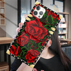 Compatible with iPhone 12 Pro Max Case, Vector Red Rose Green Leaf Luxury - Image 7