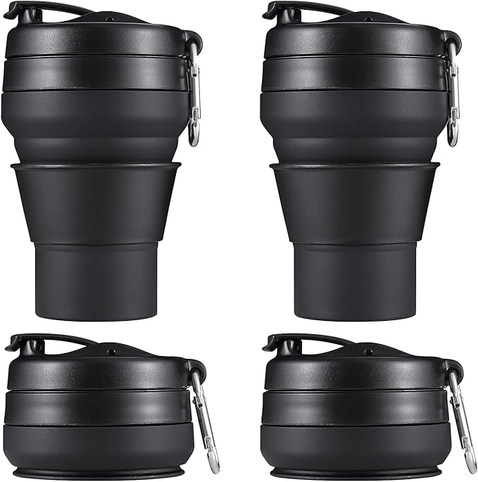 2PACK Collapsible Coffee Cup, 16 OZ 480ml Silicone Folding Camping Mug by EASYXQ