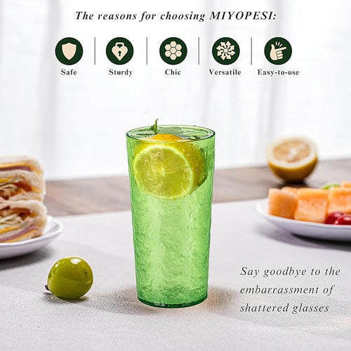 18oz Colorful Acrylic Glasses Drinkware, Ice-carved Design Stackable - Image 2