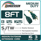 8FT Outdoor Extension Cord-16/3 SJTW Durable Green Extension Cable - Image 2