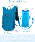 Hydration Backpack with 2L Water Bladder, Hiking Water Backpack - Image 2