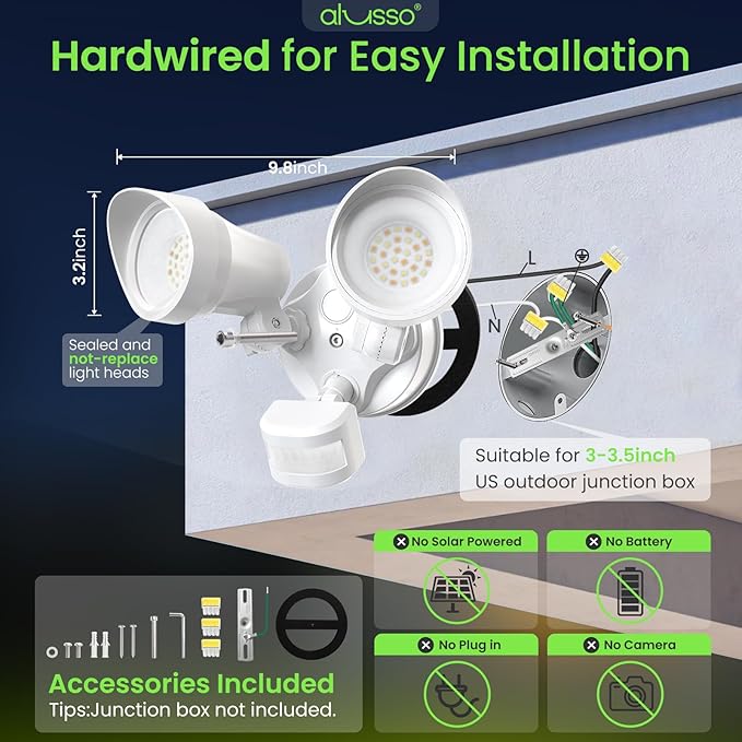 ALUSSO Motion Sensor Outdoor Lights, 30W 3500LM Flood Lights Outdoor 120V - Image 2