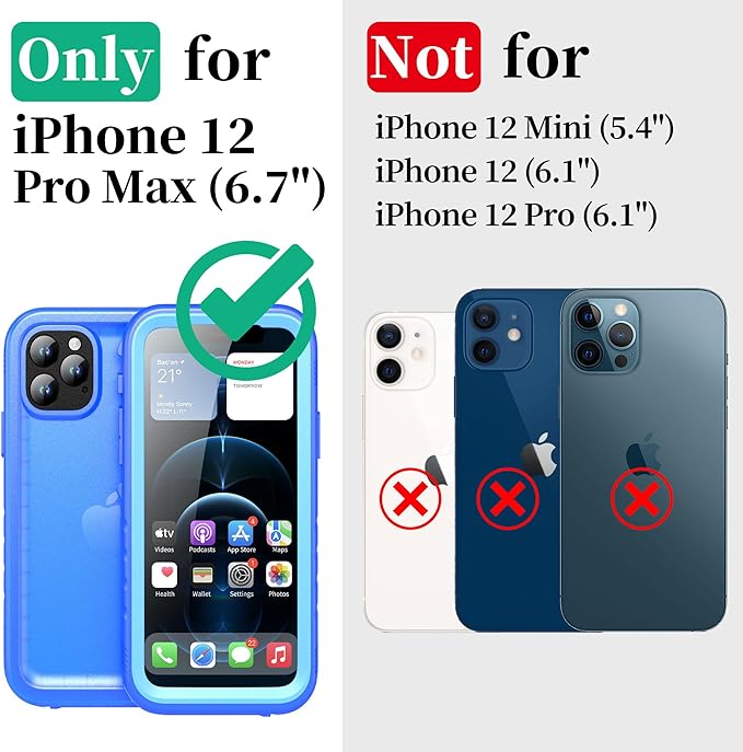 Cozycase Compatible with iPhone 12 Pro Max Waterproof Case - Image 2