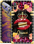 Compatible with iPhone Xs Max Case, Queen Lip Crown Leopard Print Luxury Golden by Unknown
