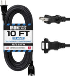 Iron Forge Cable 10 Ft Black Extension Cord, 10 Foot Extension Cord by IronForgeCable