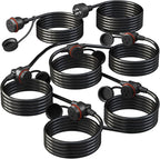 50FT Black Outdoor Extension Cord, Evenly Spaced 6 Outlets Plugs by Belllights