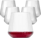 Lueumxc 40 Pack Plastic Ribbed Wine Glasses, 14Oz Origami Disposable Wine by Lueumxc
