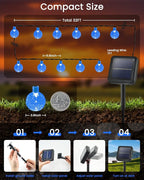 LORRYTE 2-Pack 120 LED Blue Solar String Lights Outdoor - 72FT Crystal Globe - Image 2