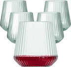 Lueumxc 40 Pack Plastic Ribbed Wine Glasses, 14Oz Origami Disposable Wine by Lueumxc