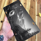 Mountain Compass License Plate Black White Adventure Design - Image 6