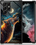 for Samsung Galaxy S22 Ultra Case, Star Cave Hungry Wolf Pattern Graphic Design by FKBRCL4U