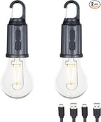 2-Pack Rechargeable Camp Light, Warm White LED Globe Bulb, Battery Powered by FestiveLiving