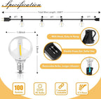 Brightever 200FT Outdoor String Lights Dimmable LED Outside Patio Lights - Image 4
