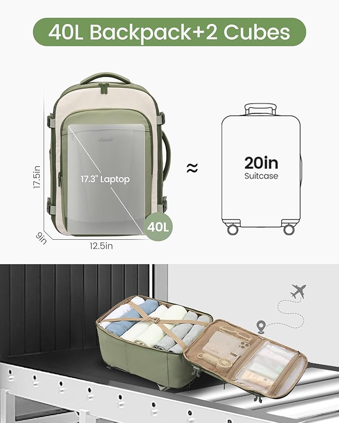 LOVEVOOK 40L Travel Backpack for Women & Men, Airline Approved Carry On Backpack - Image 6