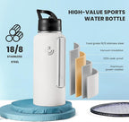 COKTIK 32oz Sports Water Bottle, Stainless Steel Water Bottle - Image 3