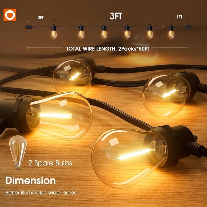 addlon 100FT Outdoor String Lights LED Waterproof Patio Lights - Image 5