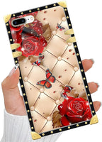 Compatible with iPhone 8 Plus 7 Plus Case, Shining Red Rose Butterfly Leather - Image 5