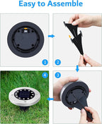 Biling Solar Outdoor Lights 12 Pack, Bright 12 LEDs Solar Ground Lights - Image 5
