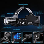 Sinvimes 99000 High Lux LED Rechargeable Headlamp, 95H Long Battery Life Head - Image 4