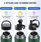 SENDESTAR Water Bottle, Wide Mouth Stainless Steel Vacuum Insulated Double Wall - Image 4