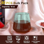 Lueumxc 40 Pack Plastic Ribbed Wine Glasses, 14Oz Origami Disposable Wine - Image 2