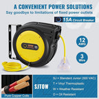 VEVOR Retractable Extension Cord Reel, 65 FT, Heavy Duty 12AWG/3C SJTOW - Image 4