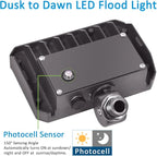 60W LED Flood Light with Knuckle, Outdoor Security Fixture Dusk-to-Dawn - Image 4