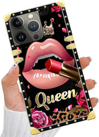 Compatible with iPhone 13 Pro Case, Glitter Red Rose Queen Leopard Lipstick - Image 5