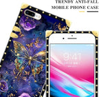 Compatible with iPhone 8 7 SE Case, Glistening Golden Butterfly Vibrant Purple - Image 4